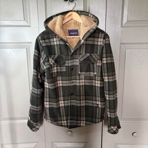Aeropostale Plaid Fur Lined Hoodie Jacket Green Y2K Size S Button Up Flannel